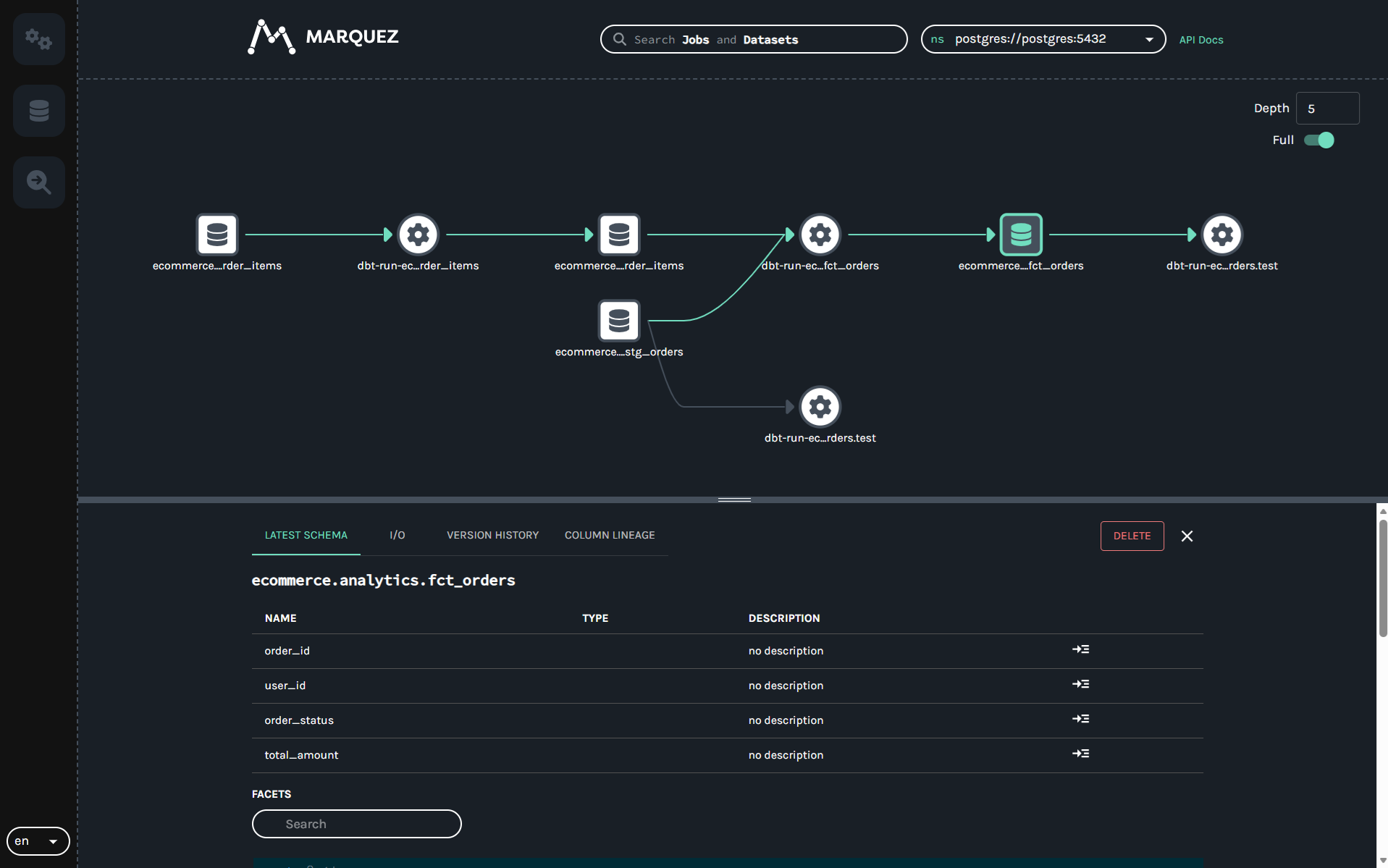 Marquez lineage UI